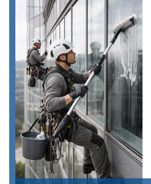 Высотная мойка сплошного остекления с выездом в Луге