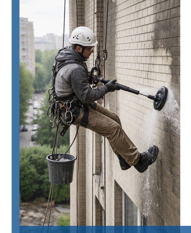 Очистка фасада от копоти в Луге профессионально и безопасно