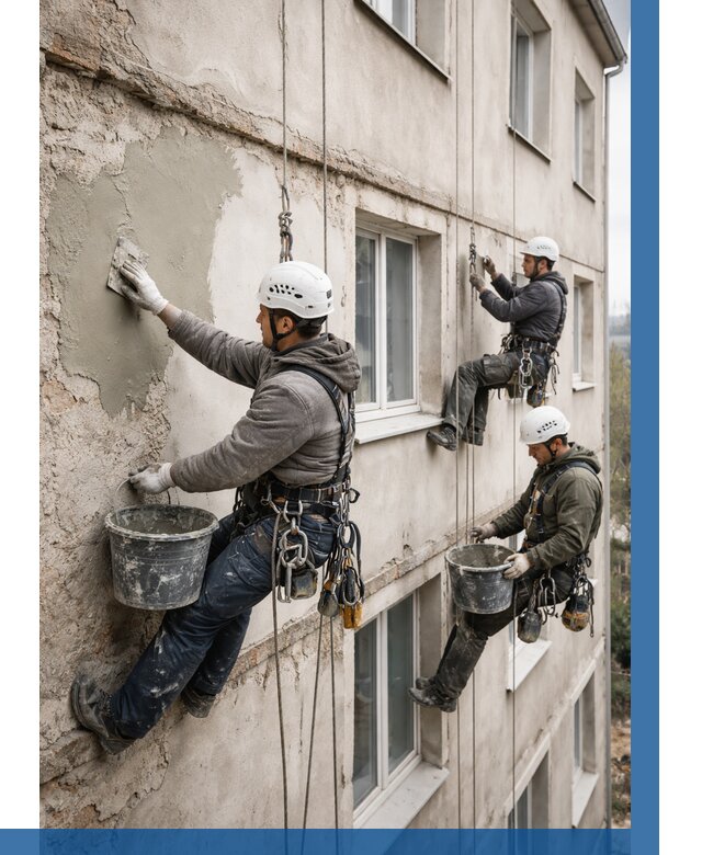 Ремонт штукатурного фасада в Луге от 773 р. под ключ | ВЫСОТНИК-Лга