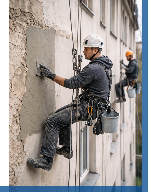 Восстановление штукатурки фасада в Луге от 1237 р. | ВЫСОТНИК-Лга