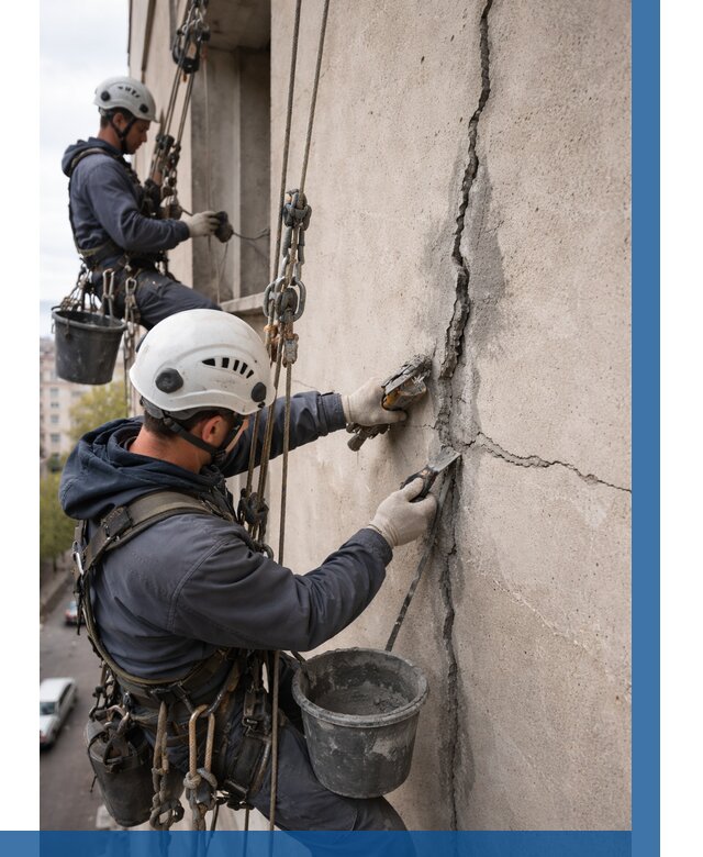 Заделка трещин на фасаде в Луге от 928 р. | ВЫСОТНИК-Лга