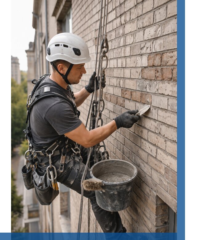 Ремонт кирпичной кладки фасада в Луге от 1856 р. | ВЫСОТНИК-Лга