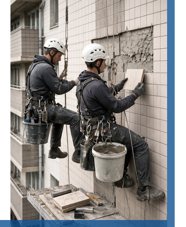 Ремонт облицовки фасада плиткой в Луге от 1856 р. | ВЫСОТНИК-Лга