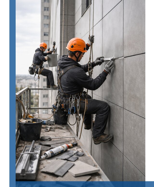 Профессиональный ремонт фасада из керамогранита в Луге