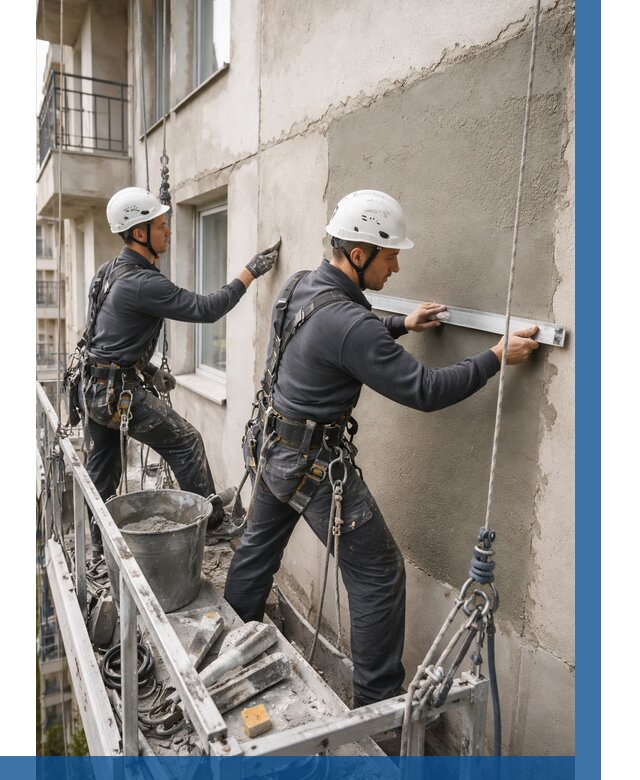 Штукатурка фасада на высоте в Луге от 928 р. | ВЫСОТНИК-Лга