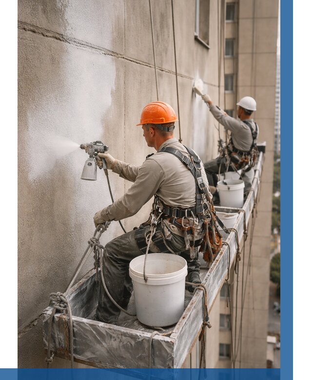 Грунтовка фасада на высоте в Луге от 124 р. | ВЫСОТНИК-Лга