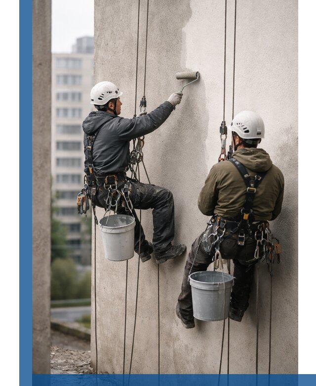 Покраска фасадов высотными альпинистами в Луге с гарантией