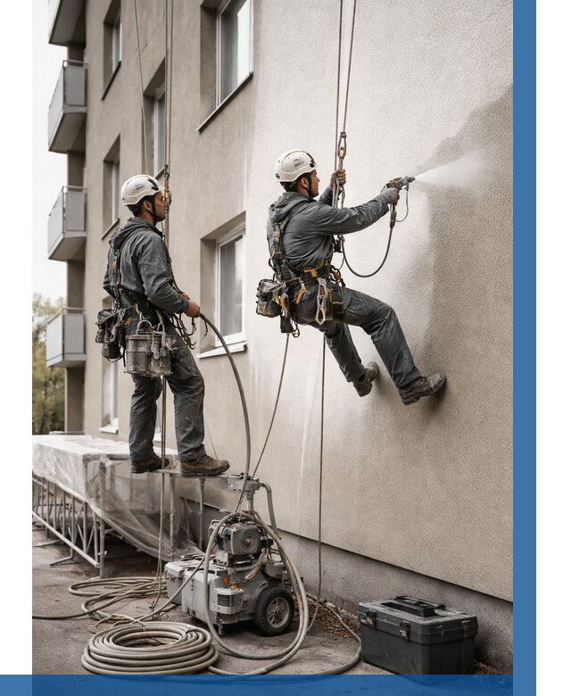 Безвоздушная покраска фасада в Луге от 227 р/м² | ВЫСОТНИК-Лга