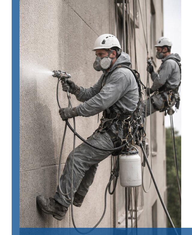 Безвоздушная покраска фасадов зданий в Луге профессионально