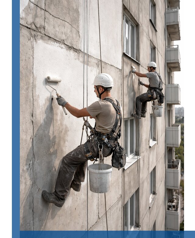 Покраска бетонного фасада в Луге для жилых и промышленных объектов