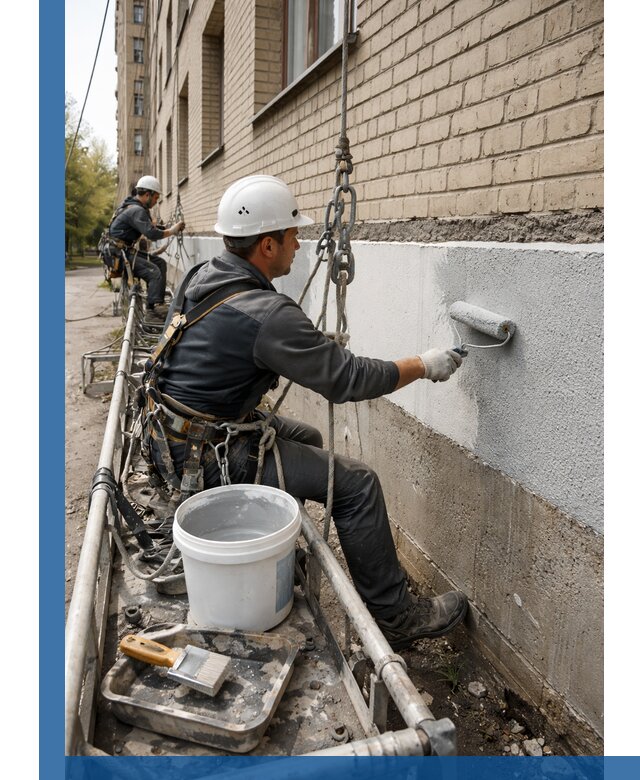 Окраска цоколя здания в Луге профессионально и надежно