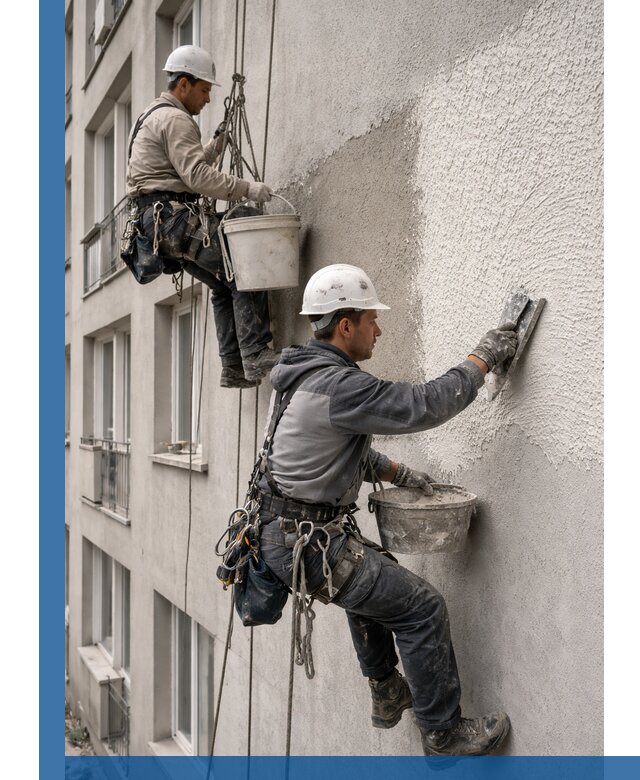 Нанесение декоративной штукатурки короед на фасад в Луге