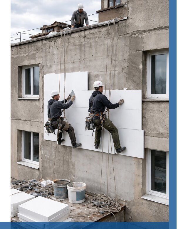 Утепление фасада пенополистиролом в Луге от 1856 р. | ВЫСОТНИК-Лга