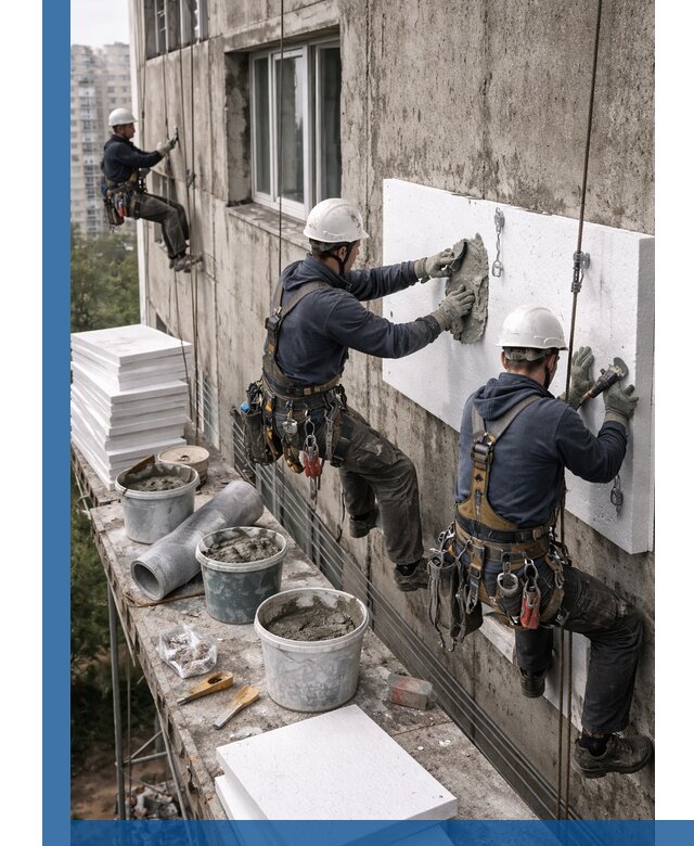 Утепление фасада пенополистиролом в Луге под ключ