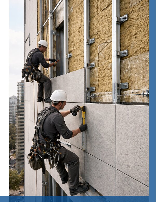 Монтаж вентилируемого фасада в Луге от 3609 р. | ВЫСОТНИК-Лга