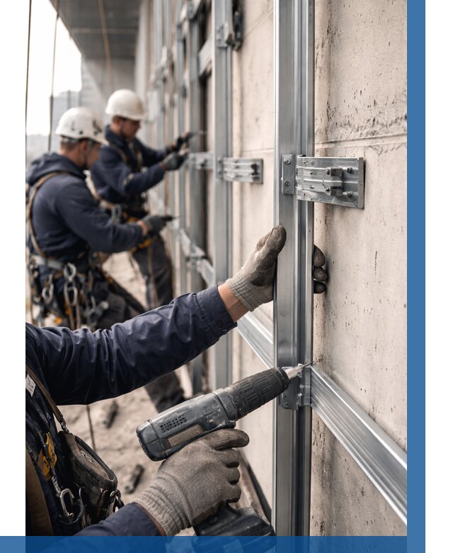 Монтаж подсистемы вентфасада в Луге от 876 р. | ВЫСОТНИК-Лга