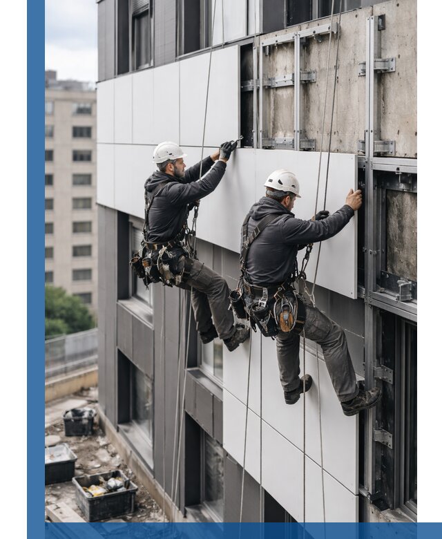 Монтаж композитных панелей фасада в Луге под ключ