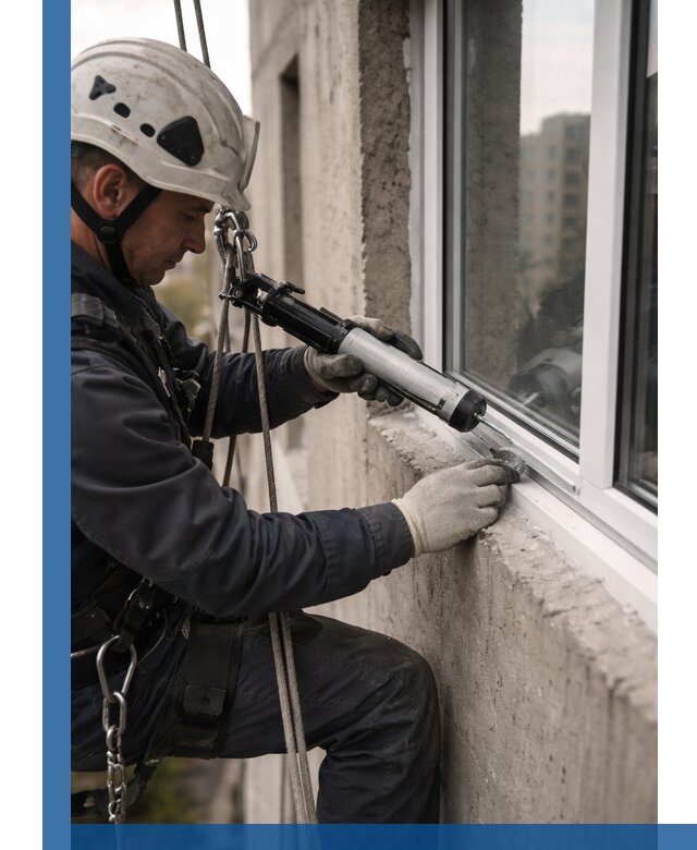 Герметизация оконных швов снаружи в Луге профессионально