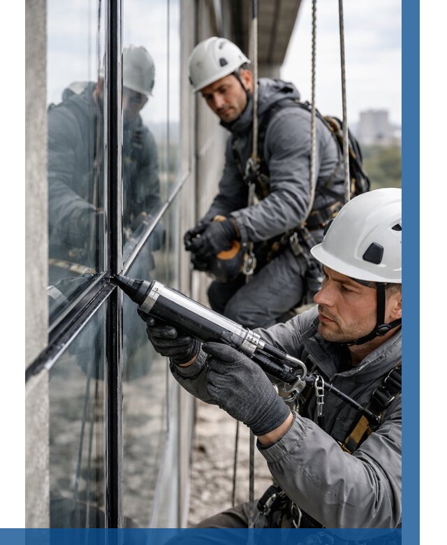 Герметизация витражных швов в Луге от 670 р. | ВЫСОТНИК-Лга