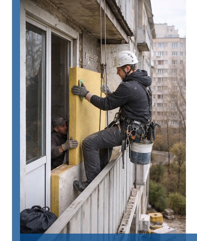 Профессиональное утепление балкона снаружи в Луге под ключ