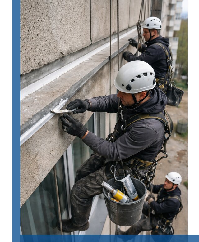 Герметизация примыкания балкона в Луге под ключ с гарантией