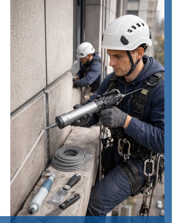 Герметизация деформационных швов фасада в Луге от 722 | ВЫСОТНИК-Лга