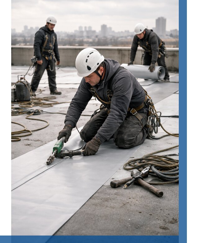 Ремонт мембранной кровли в Луге от 1856 р./м2 | ВЫСОТНИК-Лга