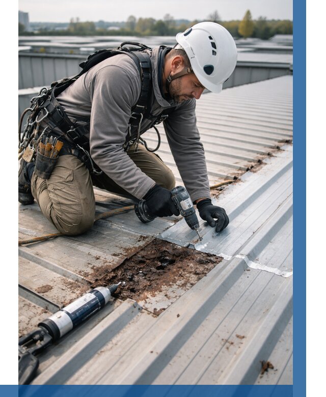 Ремонт профнастила на кровле в Луге от 722 р. | ВЫСОТНИК-Лга