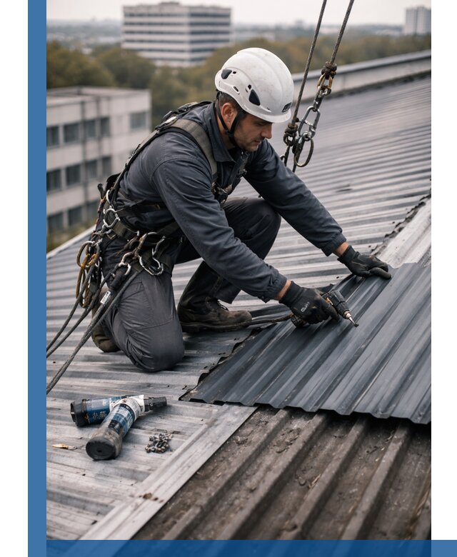 Ремонт профнастила на кровле в Луге, работы под ключ