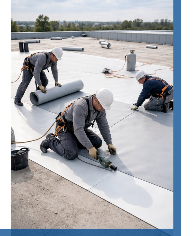 Монтаж мембранной кровли под ключ в Луге от 1237 р. | ВЫСОТНИК-Лга