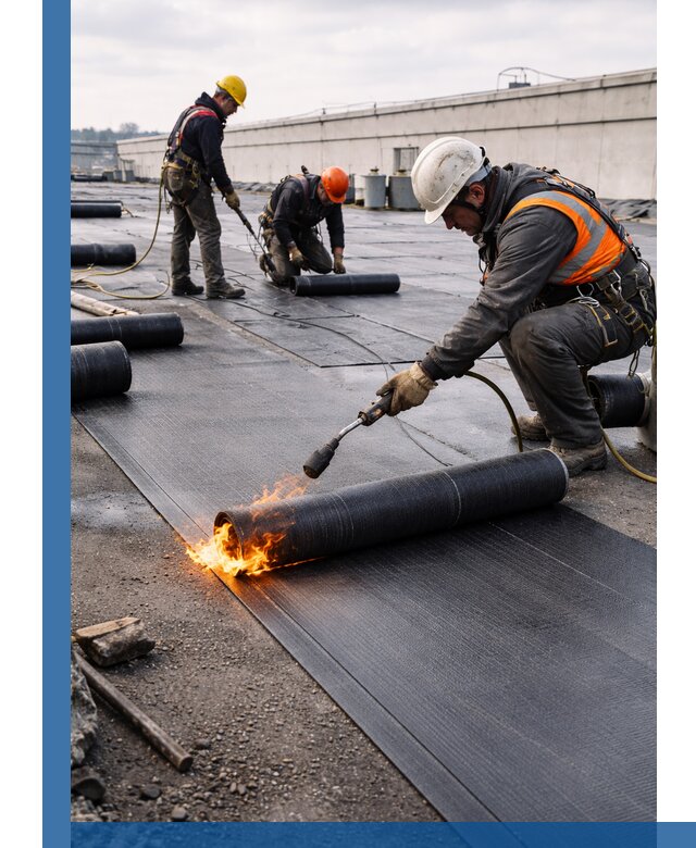 Монтаж наплавляемой кровли в Луге профессионально