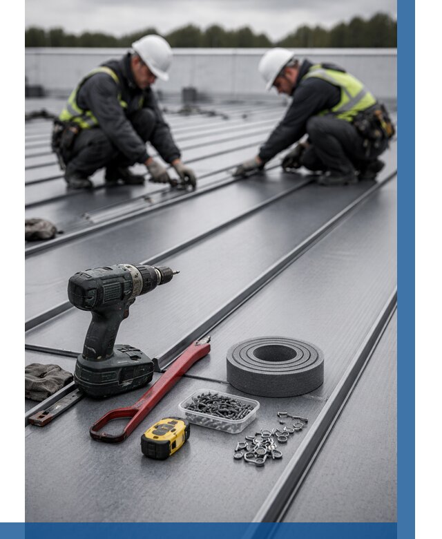 Монтаж фальцевой кровли в Луге от 1856 р. | ВЫСОТНИК-Лга