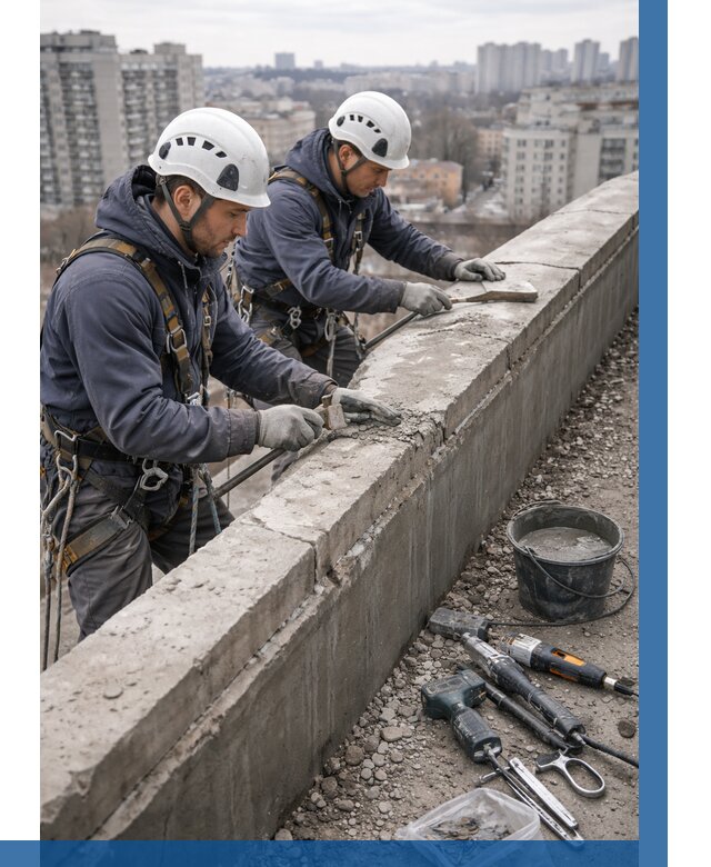 Ремонт парапета на кровле в Луге от 1547 р. | ВЫСОТНИК-Лга