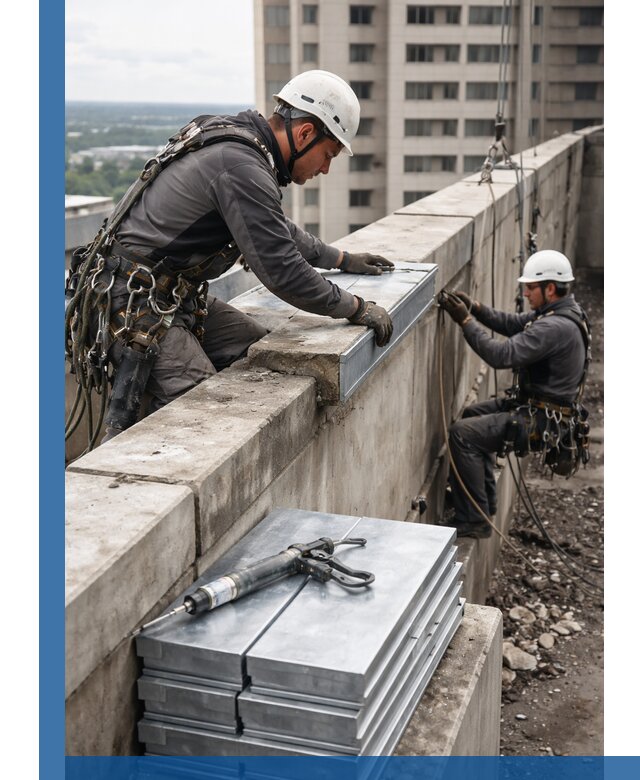 Замена парапетных крышек и установка новых в Луге