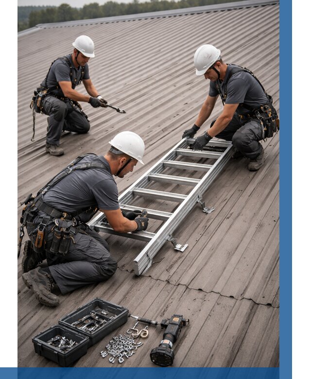 Монтаж кровельной лестницы в Луге от 4640 р. | ВЫСОТНИК-Лга