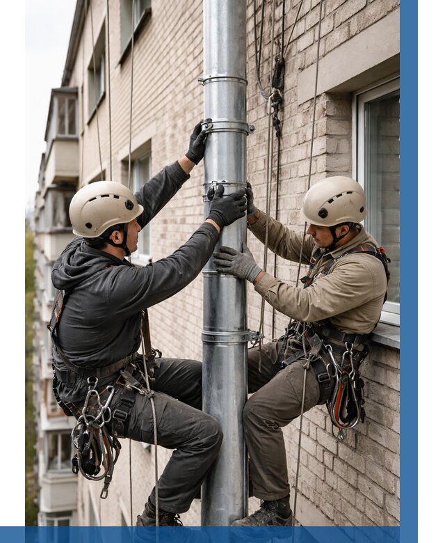 Замена водосточных труб в Луге от 6702 р. | ВЫСОТНИК-Лга