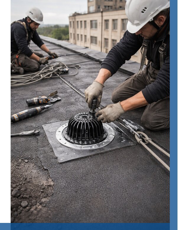 Установка водосточных воронок в Луге цена от 3609 р. | ВЫСОТНИК-Лга