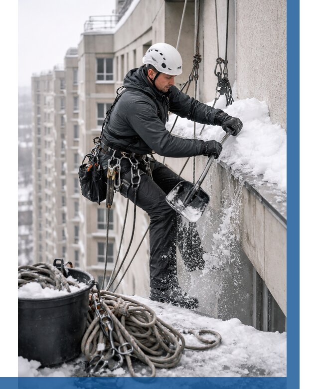 Очистка карнизов от снега в Луге от 309 р. | ВЫСОТНИК-Лга