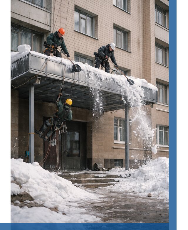 Очистка козырьков от снега в Луге от 3609 р. | ВЫСОТНИК-Лга