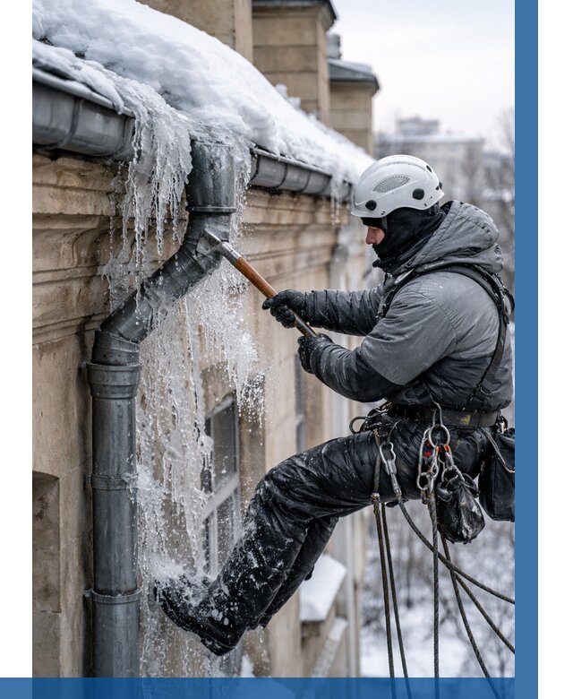 Очистка водостоков от льда в Луге от 3609 р. | ВЫСОТНИК-Лга