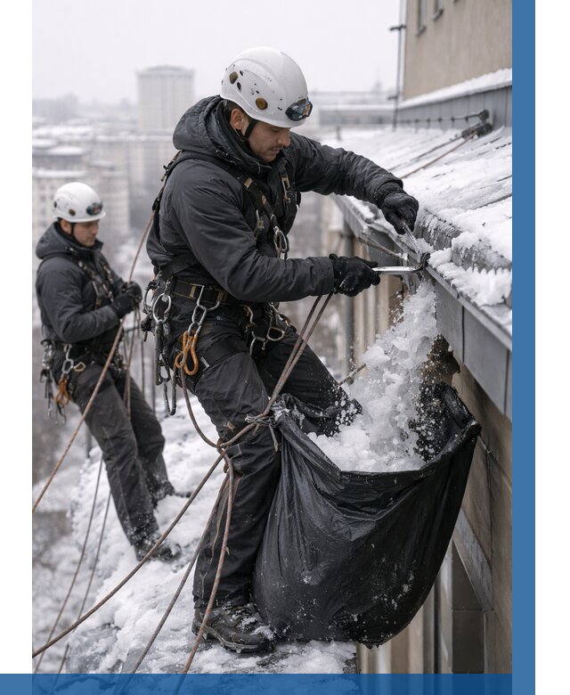 Аварийная очистка крыши в Луге под ключ от 309 р. | ВЫСОТНИК-Лга