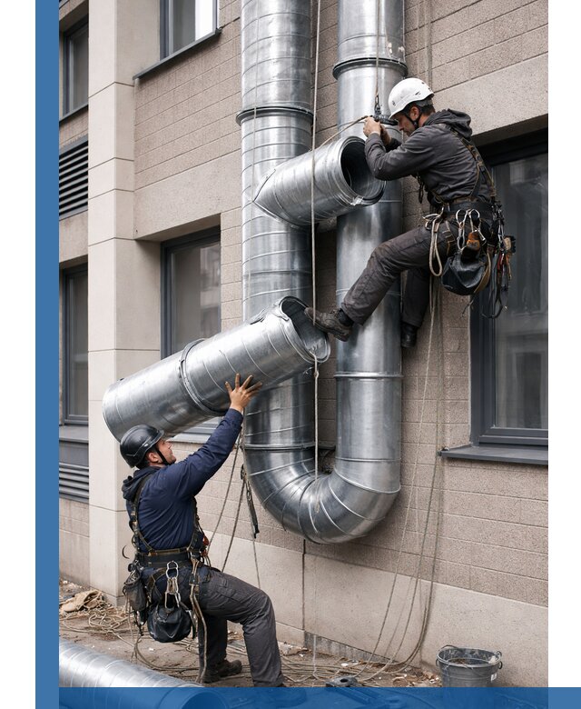 Монтаж фасадных воздуховодов в Луге с герметизацией и крепежом