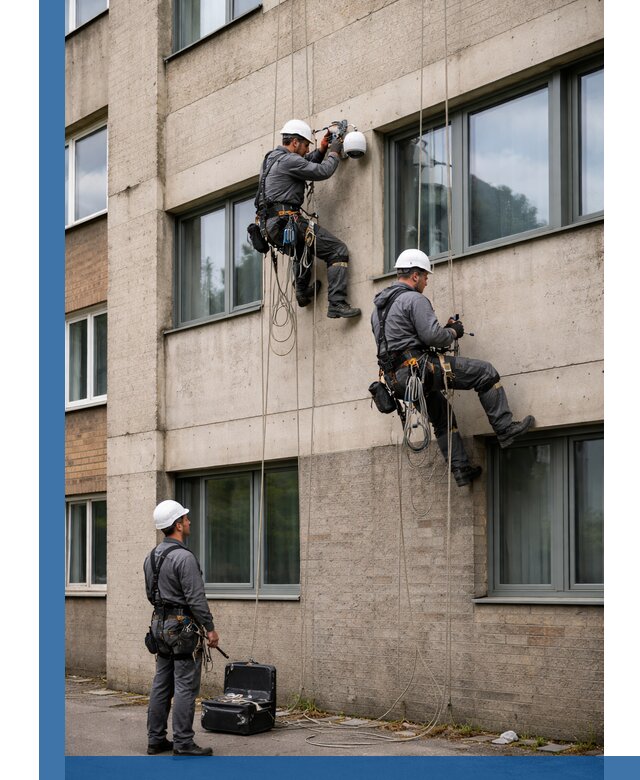 Монтаж фасадных камер видеонаблюдения в Луге под ключ