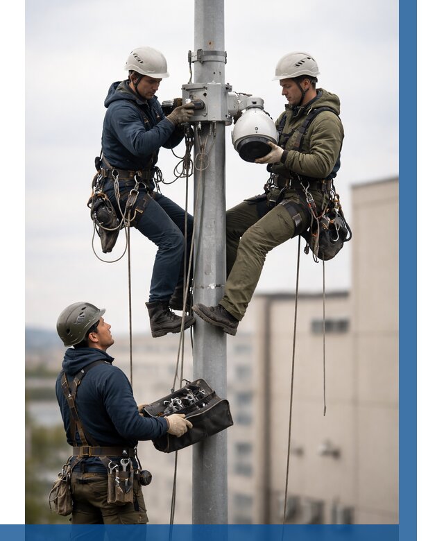 Установка видеокамер на мачте в Луге от 8764 р. | ВЫСОТНИК-Лга