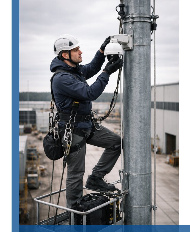 Профессиональная установка видеокамер на мачте в Луге