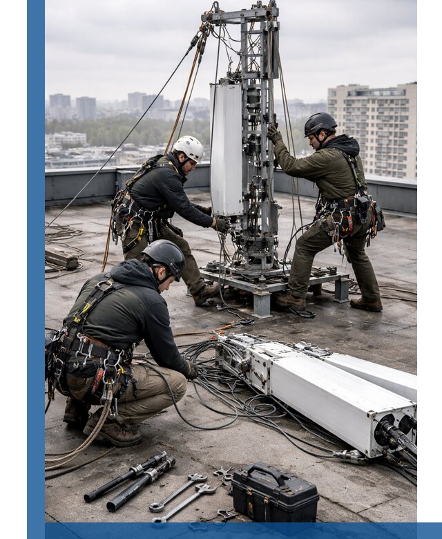 Демонтаж антенн на крыше зданий в Луге с гарантией