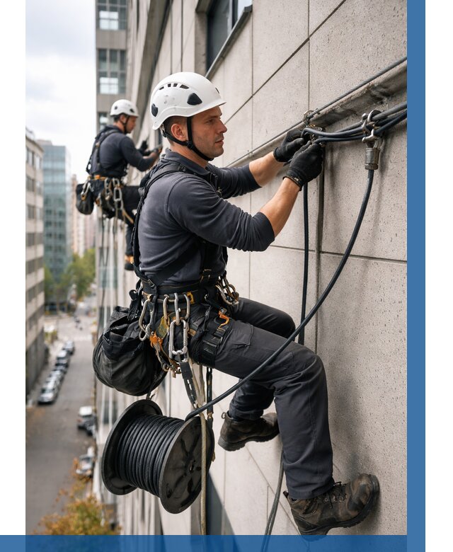 Прокладка кабеля по фасаду в Луге от 361 р. | ВЫСОТНИК-Лга