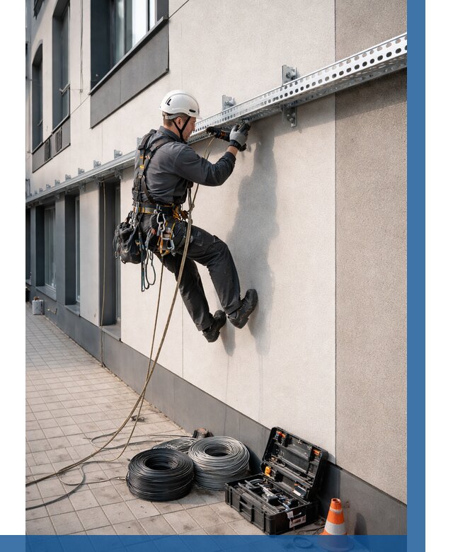 Монтаж кабельных лотков на фасаде в Луге от 1237 р. | ВЫСОТНИК-Лга