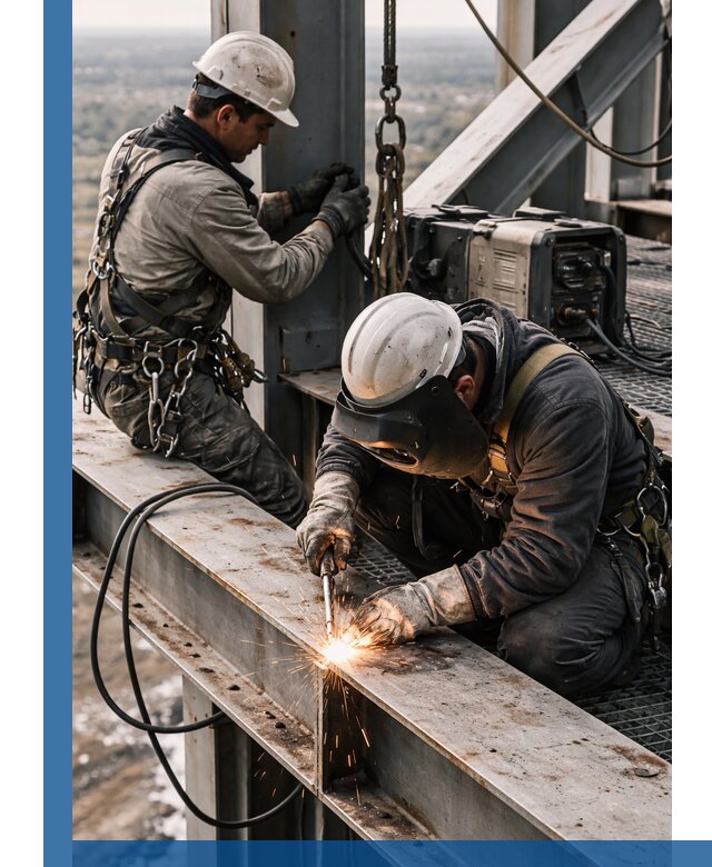 Высотные сварочные работы в Луге для промышленных объектов