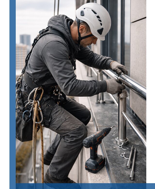 Монтаж ограждений на высоте в Луге для зданий и конструкций